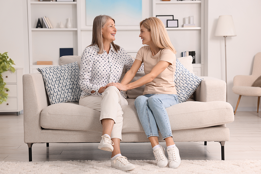 happy mature mother her daughter spending time together