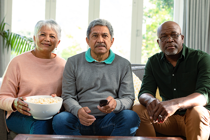 two focused diverse senior couple african american male friend two focused diverse senior couple african american male friend