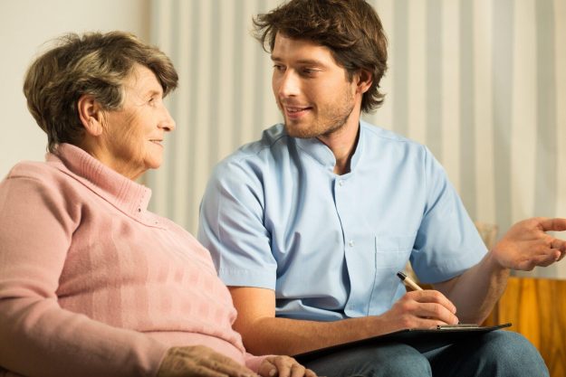 Image of senior female talking Image of senior female talking