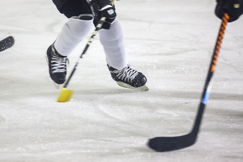 Legs during the men ice hockey match sport