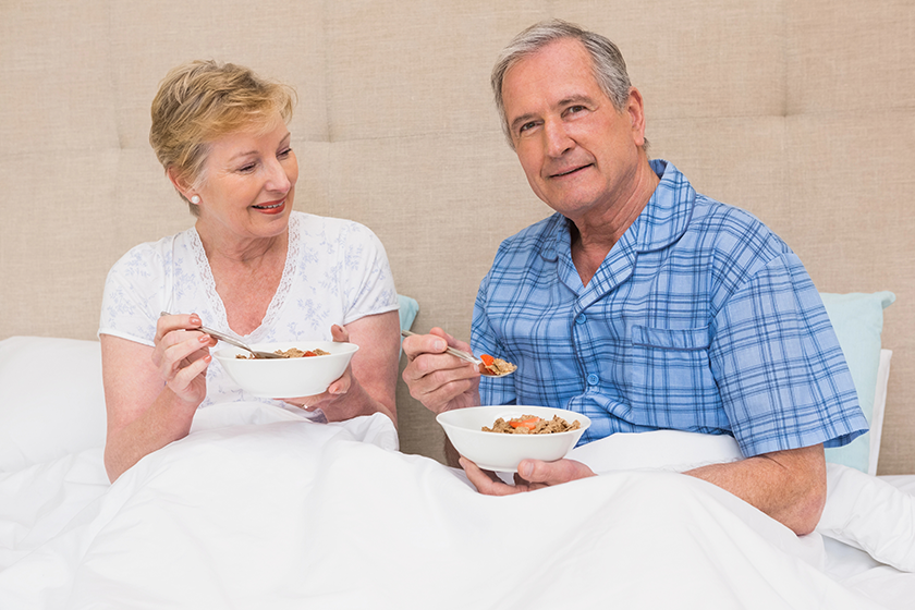 senior couple having breakfast