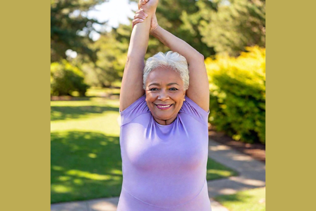 senior woman exercising park