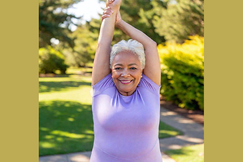 senior woman exercising park