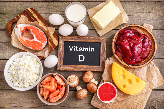 assortment high vitamin sources wooden background assortment high vitamin sources wooden background