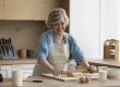 attractive elderly woman housewife wear apron