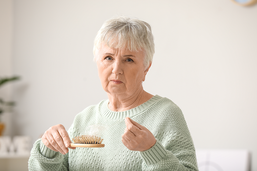 senior woman hair loss problem