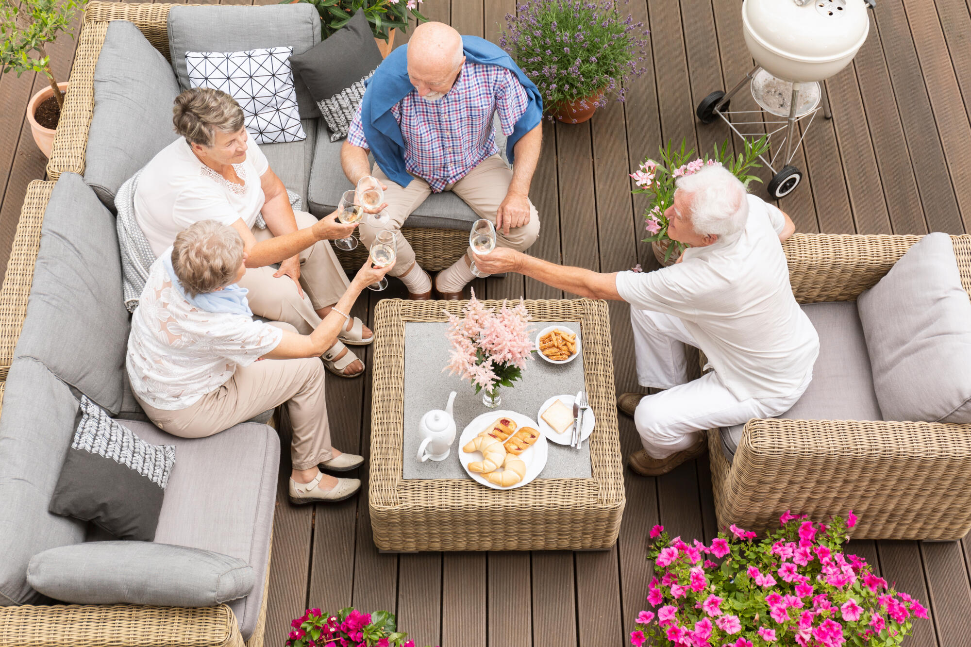 Top,View,Of,A,Wooden,Porch,With,Happy,Senior,Men