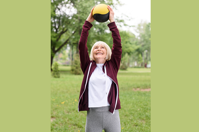 elderly sportswoman exercising
