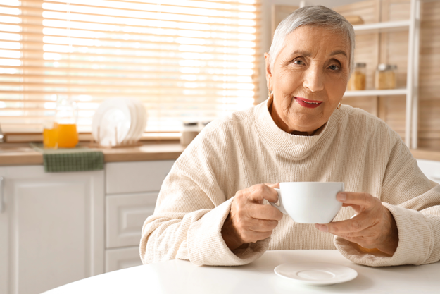 senior woman drinking tea