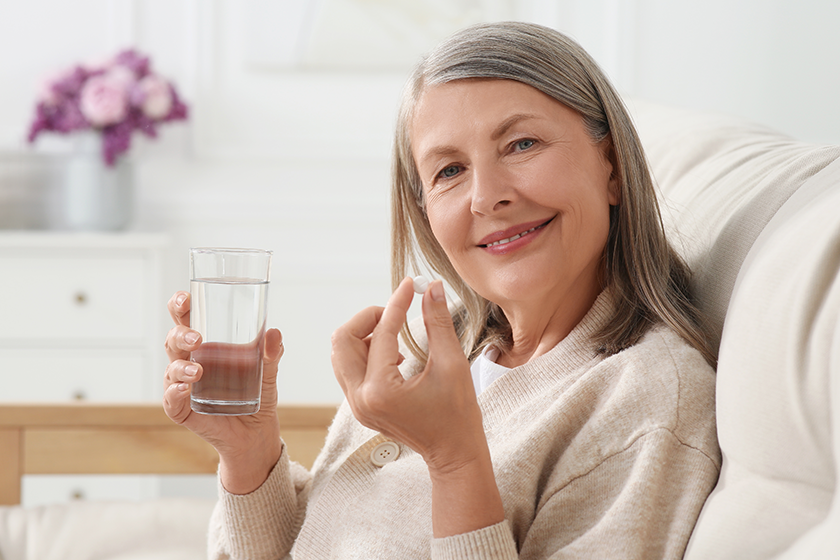 senior woman glass water senior woman glass water