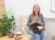 beautiful senior woman knitting
