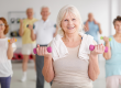 elders with dumbbells