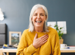 happy caucasian senior woman making video call