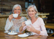 senior friends having coffee and breakfast