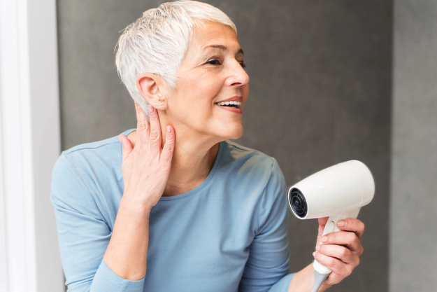 senior woman gorgeous smile glowing skin