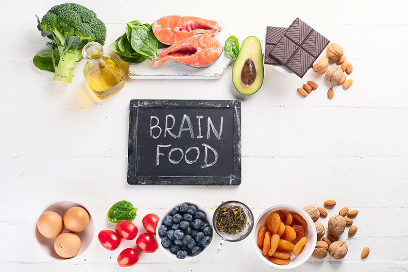 top view arrangement food brain memory top view arrangement food brain memory